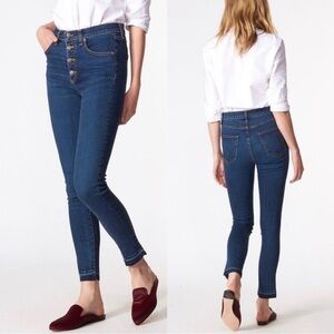 Veronica Beard 10" Debbie Frayed Dark Wash High-Rise Skinny Jeans